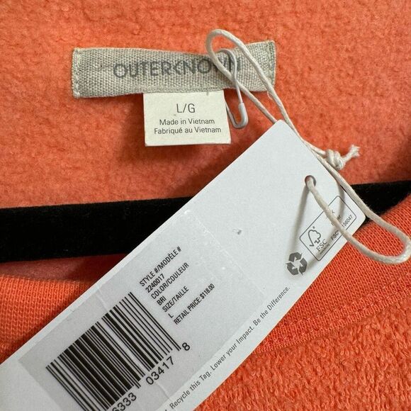 Outerknown Women's Hightide Crew Bright Neon Coral Sweater Large NWT - Picture 3 of 8